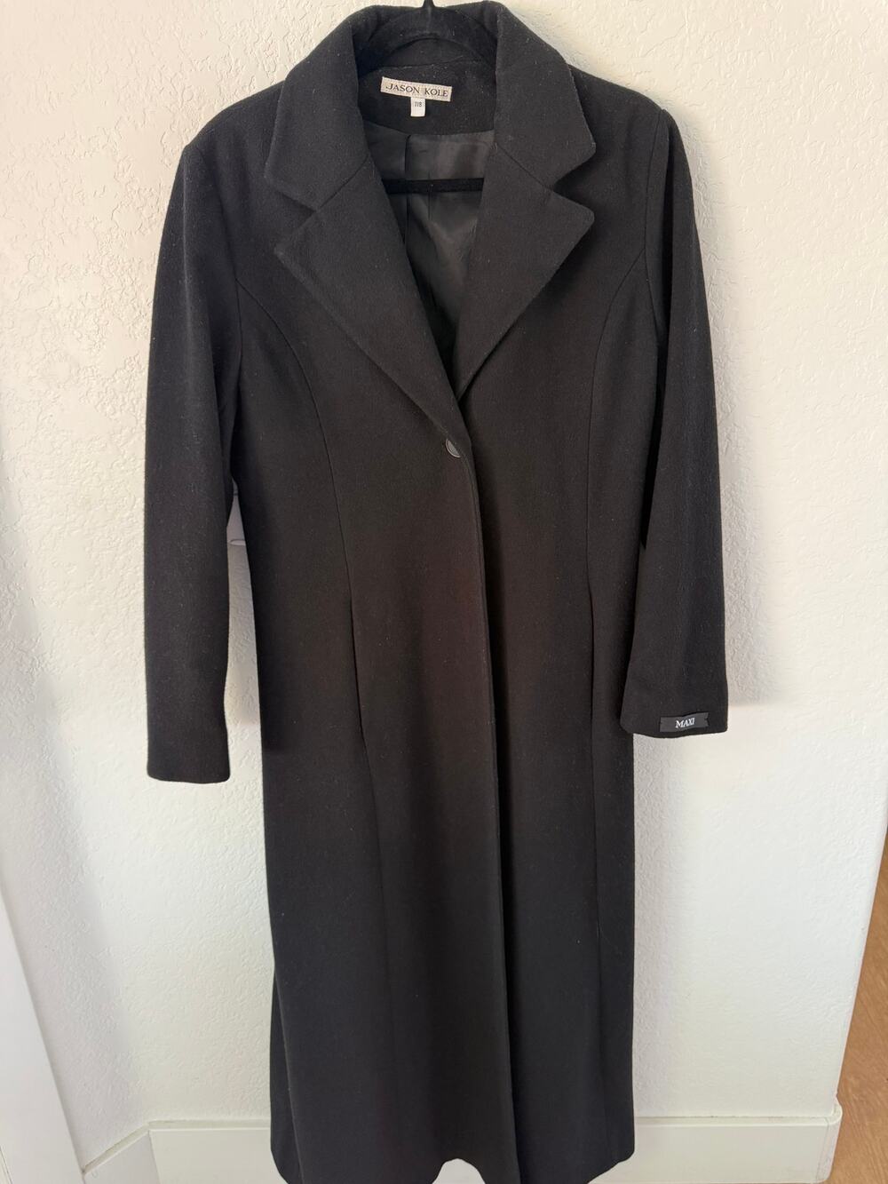 Jason Kole 100% Wool Tailored Womens Maxi Coat Long Winter size 7/8